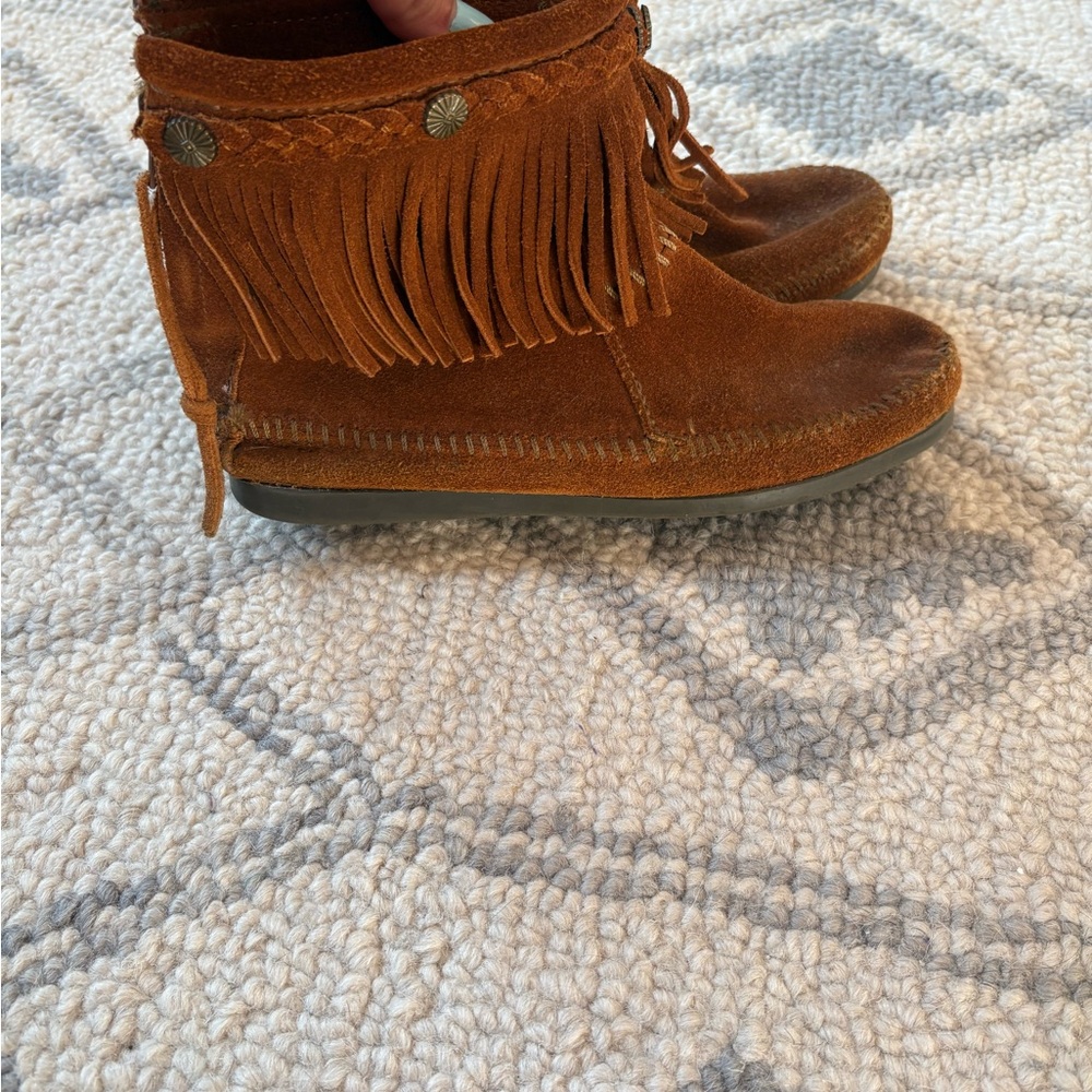 Suede Fringe Ankle Boots